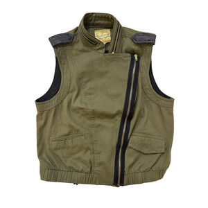 Princess Vera Wang Vest Womens Medium Utility Military Zip Pockets Jacket Army